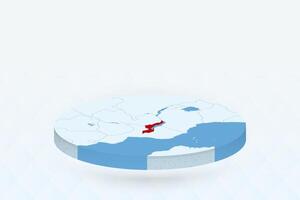 3D Isometric Map Highlighting Malawi in Red. vector