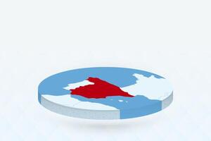 3D Isometric Map Highlighting Spain in Red. vector