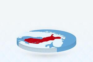 3D Isometric Map Highlighting Finland in Red. vector