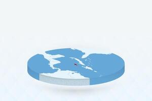 3D Isometric Map Highlighting Jamaica in Red. vector