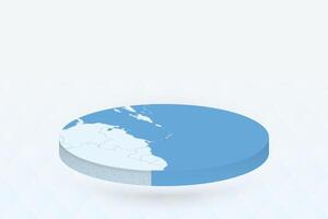 3D Isometric Map Highlighting Barbados in Red. vector