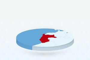 3D Isometric Map Highlighting Peru in Red. vector