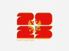 Abstract numbers 2025 with flag of Montenegro. vector