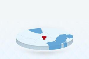3D Isometric Map Highlighting Armenia in Red. vector