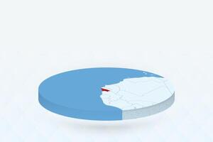3D Isometric Map Highlighting Guinea-Bissau in Red. vector