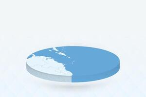 3D Isometric Map Highlighting Dominica in Red. vector