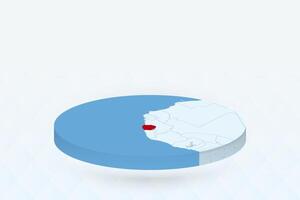 3D Isometric Map Highlighting Sierra Leone in Red. vector