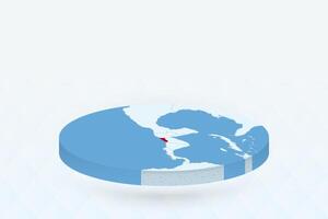 3D Isometric Map Highlighting El Salvador in Red. vector