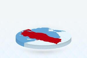 3D Isometric Map Highlighting Turkey in Red. vector