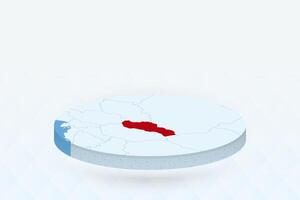 3D Isometric Map Highlighting Slovakia in Red. vector