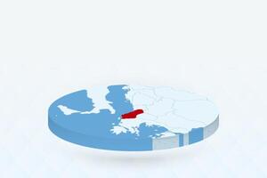 3D Isometric Map Highlighting Albania in Red. vector