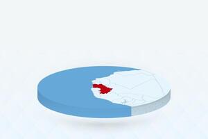 3D Isometric Map Highlighting Guinea in Red. vector