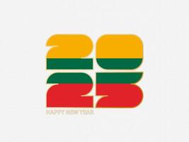 Abstract numbers 2025 with flag of Lithuania. vector