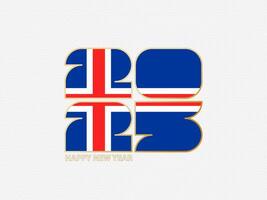 Abstract numbers 2025 with flag of Iceland. vector