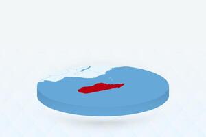 3D Isometric Map Highlighting Madagascar in Red. vector