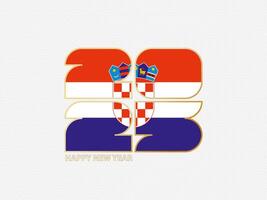 Abstract numbers 2025 with flag of Croatia. vector