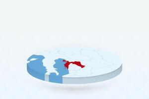 3D Isometric Map Highlighting Croatia in Red. vector
