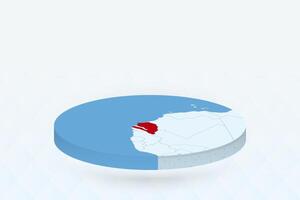 3D Isometric Map Highlighting Senegal in Red. vector