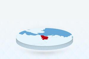 3D Isometric Map Highlighting Belgium in Red. vector