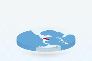3D Isometric Map Highlighting Honduras in Red. vector
