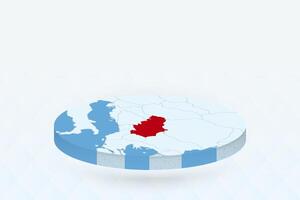 3D Isometric Map Highlighting Serbia in Red. vector