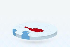 3D Isometric Map Highlighting Austria in Red. vector