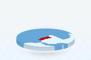 3D Isometric Map Highlighting Portugal in Red. vector