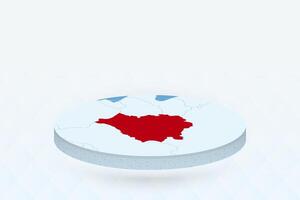 3D Isometric Map Highlighting Belarus in Red. vector