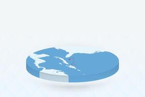 3D Isometric Map Highlighting The Bahamas in Red. vector