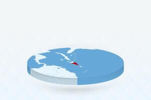 3D Isometric Map Highlighting Dominican Republic in Red. vector