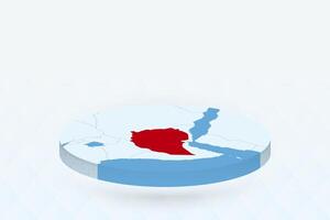 3D Isometric Map Highlighting Ethiopia in Red. vector
