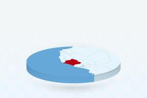 3D Isometric Map Highlighting Ivory Coast in Red. vector