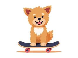 A small dog riding a skateboard vector