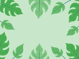 Green background with leafy frame and copy space. vector