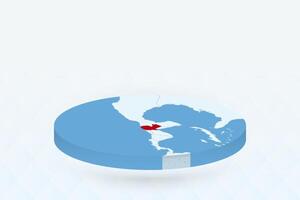 3D Isometric Map Highlighting Guatemala in Red. vector