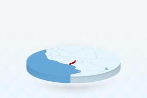 3D Isometric Map Highlighting Togo in Red. vector