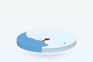 3D Isometric Map Highlighting Benin in Red. vector