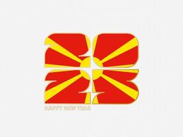Abstract numbers 2025 with flag of North Macedonia. vector