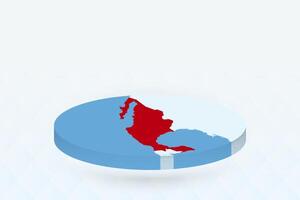 3D Isometric Map Highlighting Mexico in Red. vector
