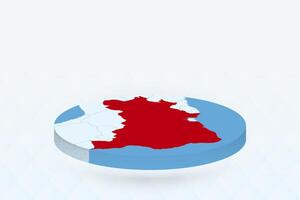 3D Isometric Map Highlighting Brazil in Red. vector