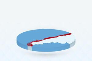 3D Isometric Map Highlighting Chile in Red. vector