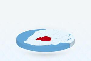 3D Isometric Map Highlighting Botswana in Red. vector