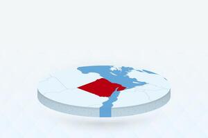 3D Isometric Map Highlighting Egypt in Red. vector