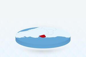 3D Isometric Map Highlighting Uruguay in Red. vector