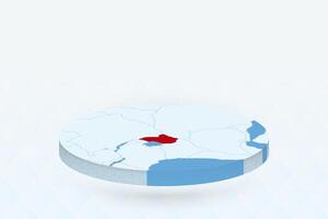 3D Isometric Map Highlighting Uganda in Red. vector