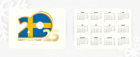 Horizontal Pocket Calendar 2025 in Swedish language. New Year 2025 icon with flag of Sweden. vector