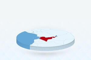 3D Isometric Map Highlighting Cameroon in Red. vector