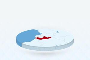 3D Isometric Map Highlighting Congo in Red. vector