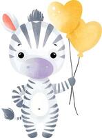 Cute Zebra Holding Heart Balloons vector