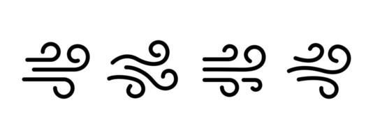 Wind icon. Blowing wing symbol. Air flow simple illustration. Windy weather curve pictogram. Stream wave sign. Cold wind blow minimalistic concept. vector